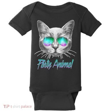 Cool Party Animal Cat Baby Bodysuit