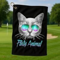 Cool Party Animal Cat Golf Towel thumb 1