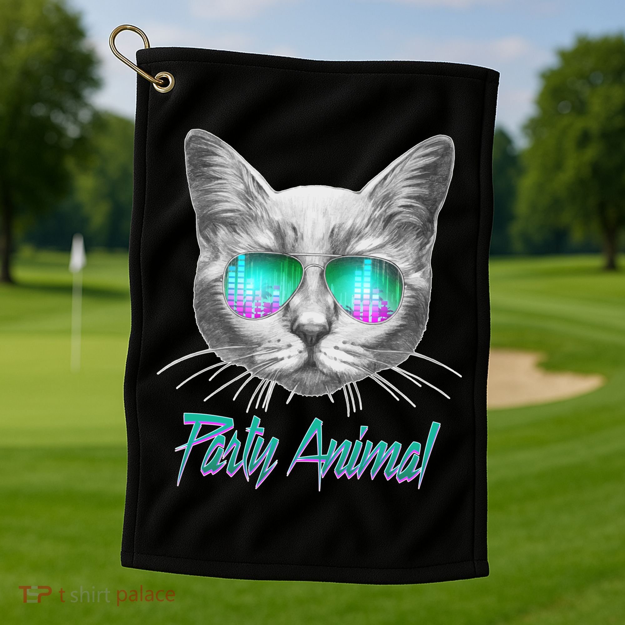 Cool Party Animal Cat Golf Towel
