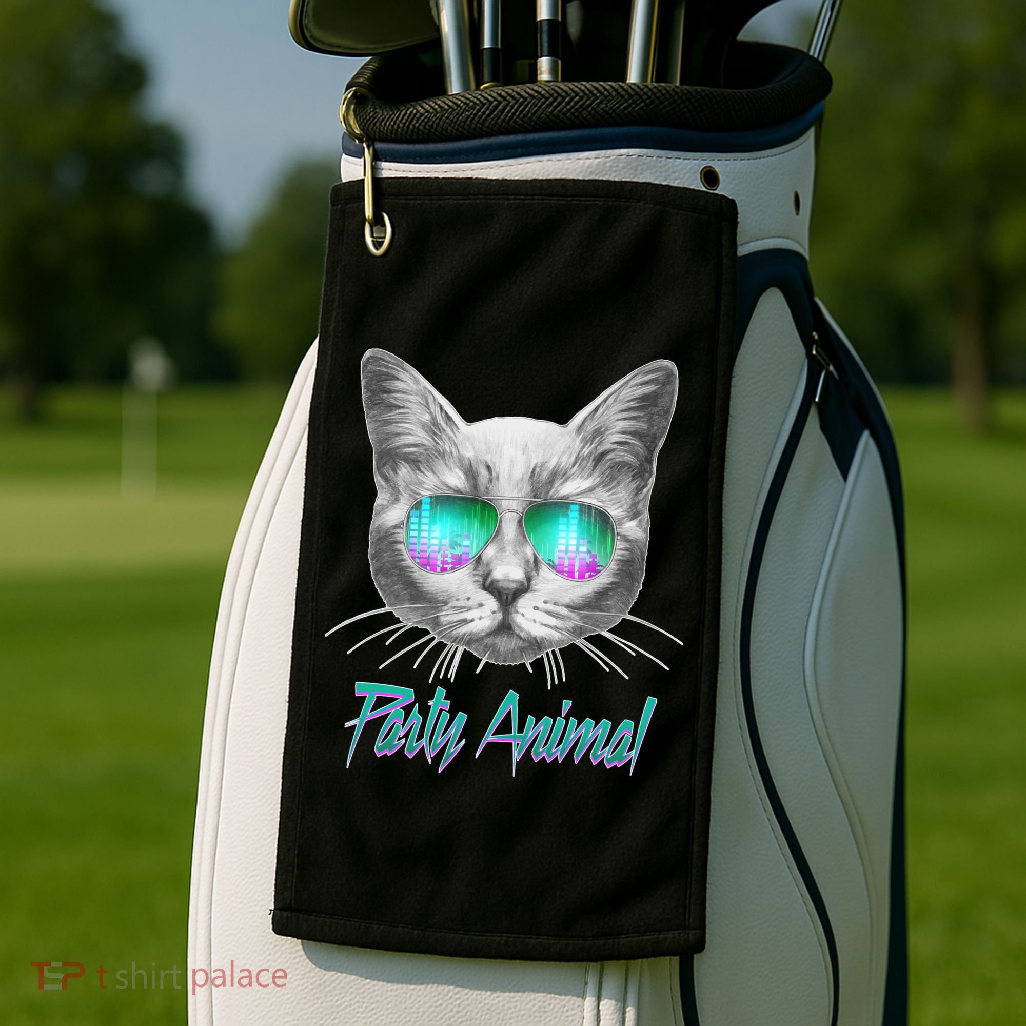 Cool Party Animal Cat Golf Towel