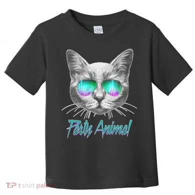 Cool Party Animal Cat Toddler T-Shirt