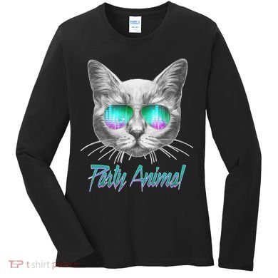 Cool Party Animal Cat Women's Long Sleeve Shirt