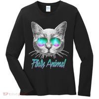 Cool Party Animal Cat Women's Long Sleeve Shirt thumb 0