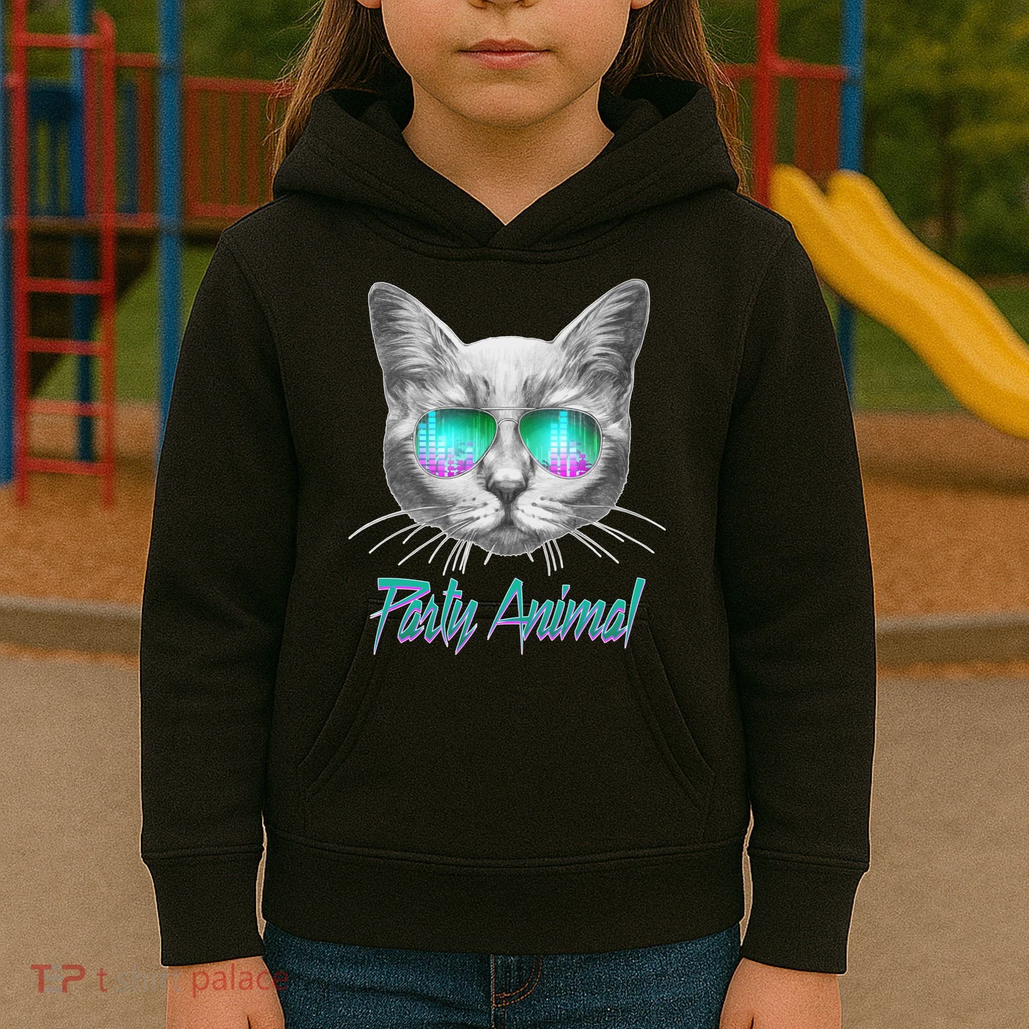 Cool Party Animal Cat Kids Hoodie