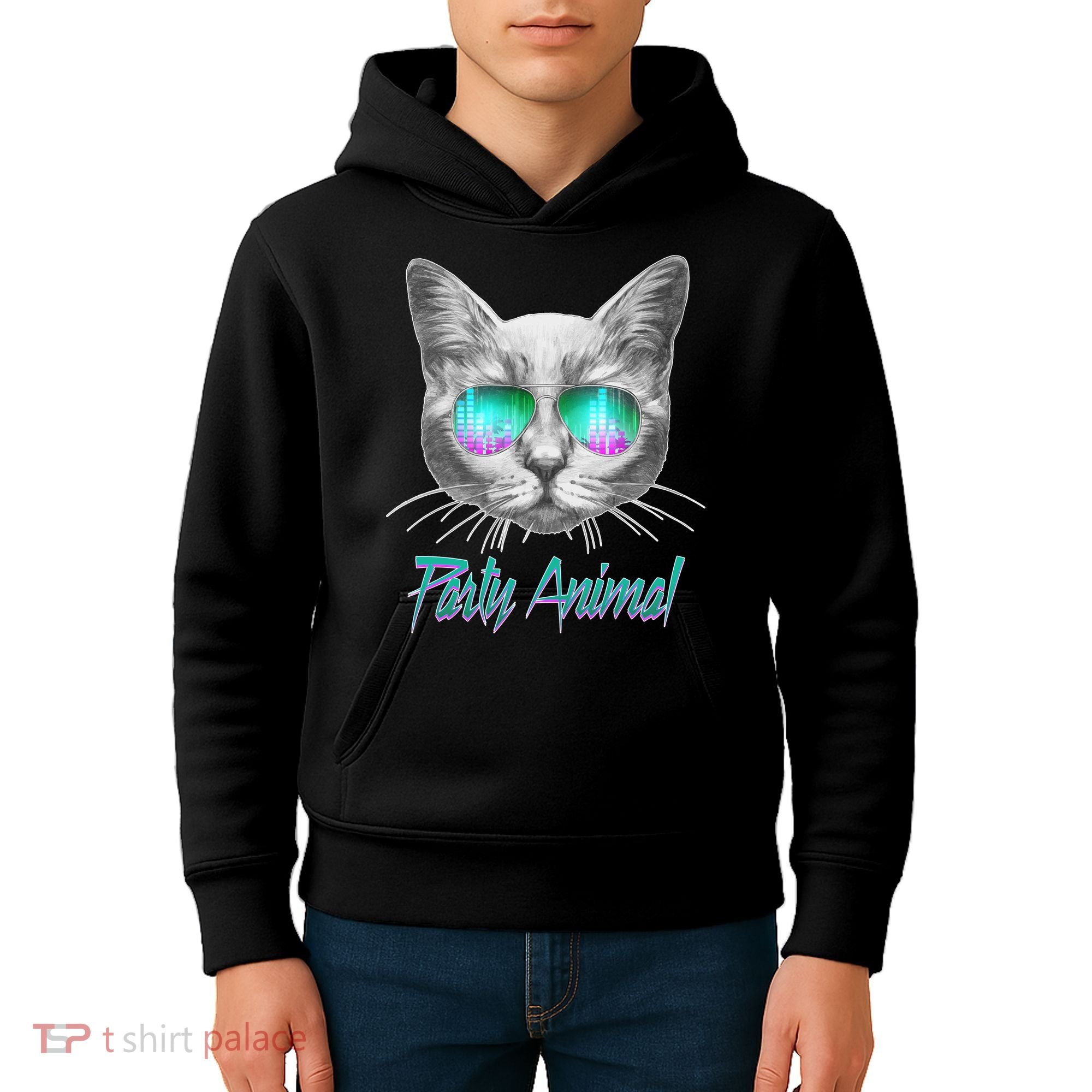 Cool Party Animal Cat Kids Hoodie