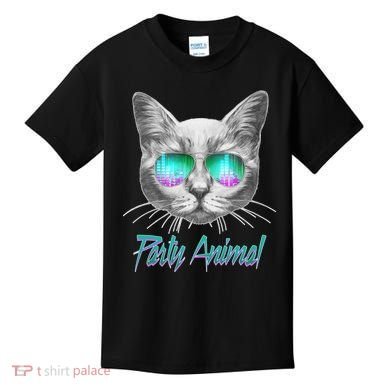 Cool Party Animal Cat Kids T-Shirt