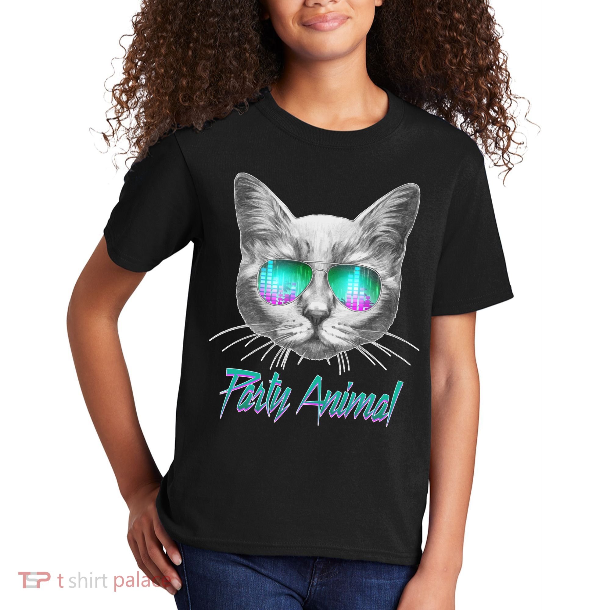 Cool Party Animal Cat Kids T-Shirt