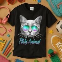Cool Party Animal Cat Kids T-Shirt thumb 3