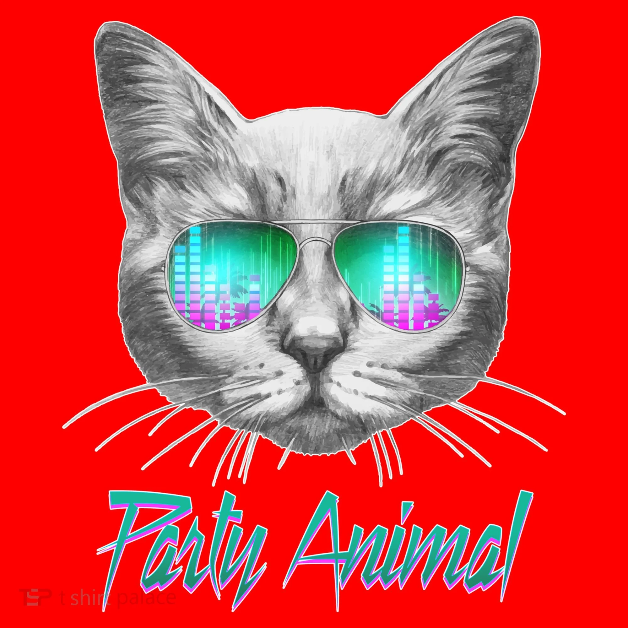 Cool Party Animal Cat Santa Hat
