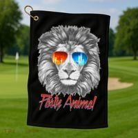 Cool Party Animal Lion Golf Towel thumb 1