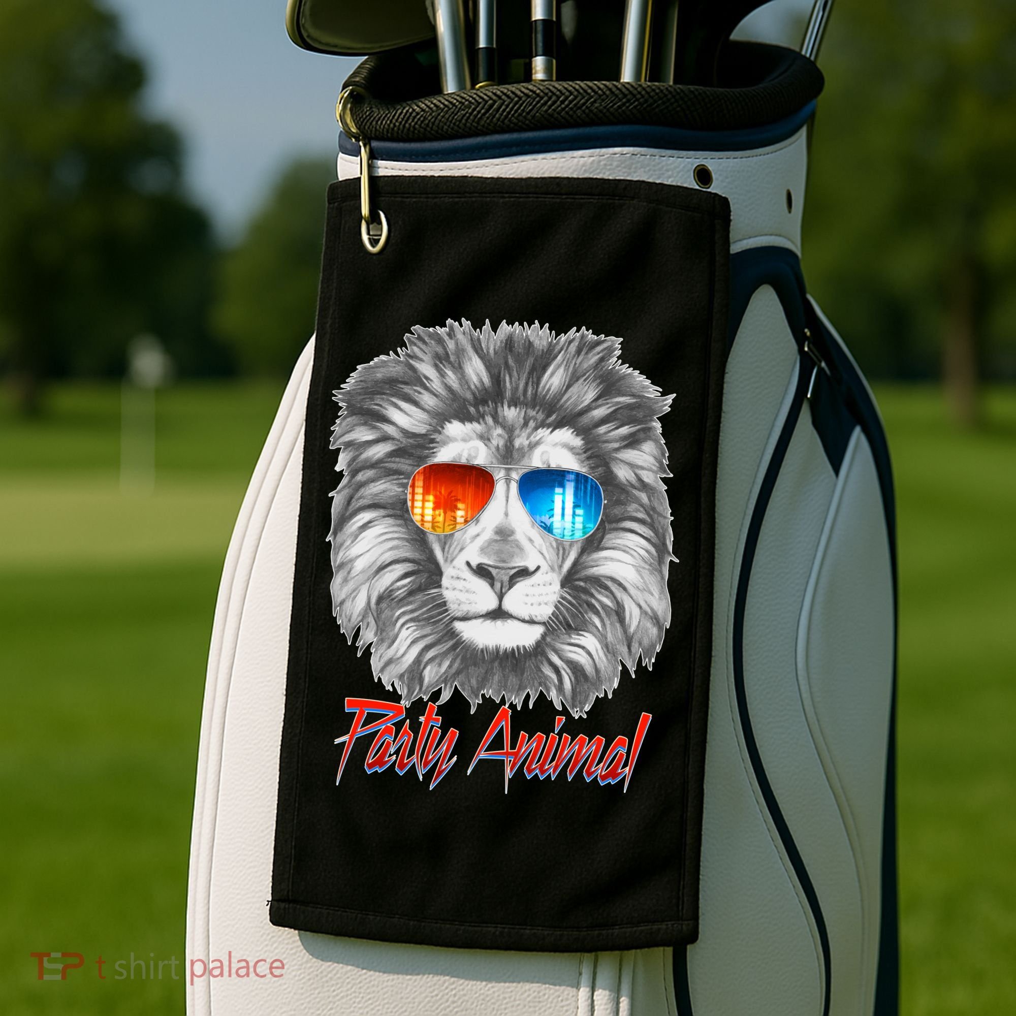 Cool Party Animal Lion Golf Towel