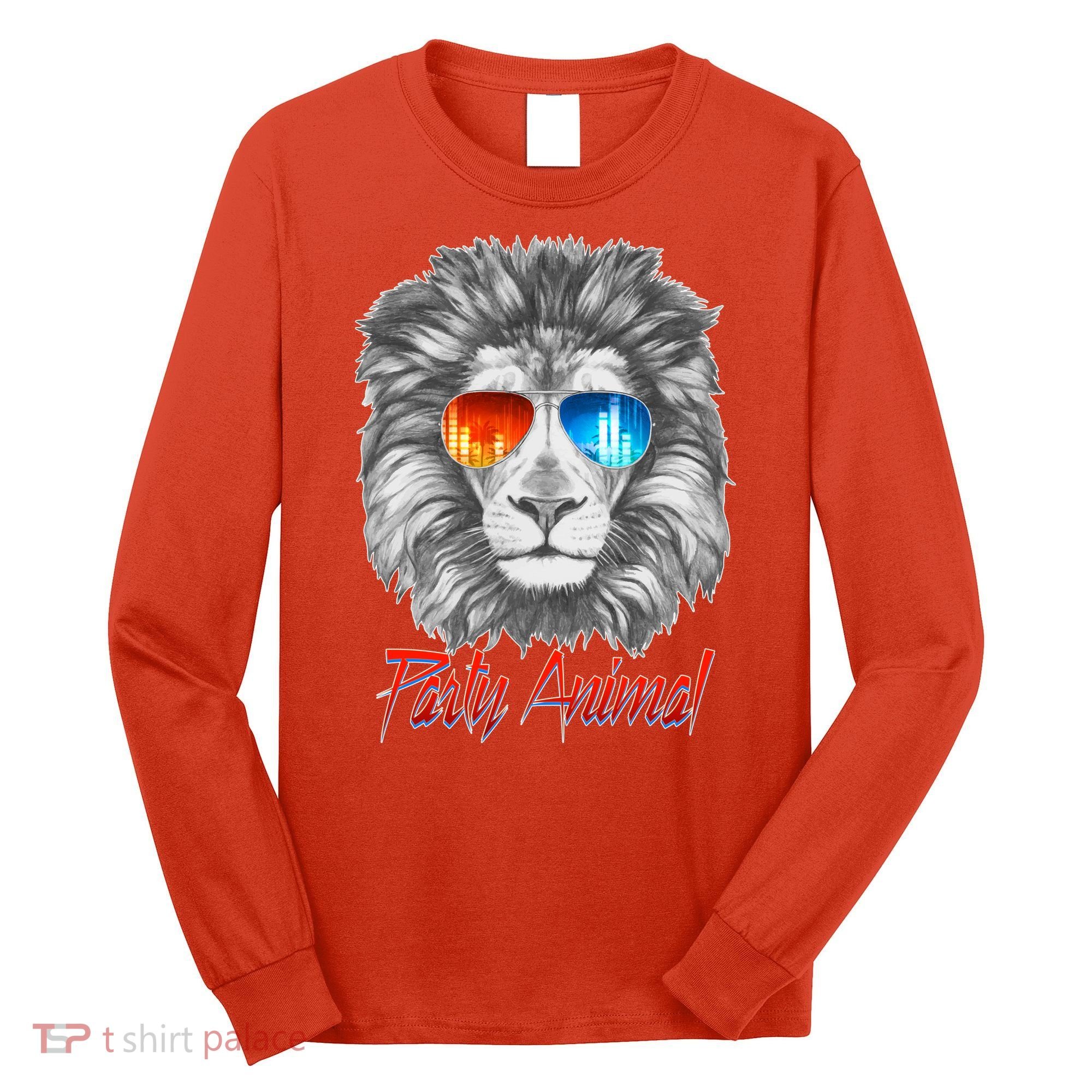 Cool Party Animal Lion Long Sleeve Shirt