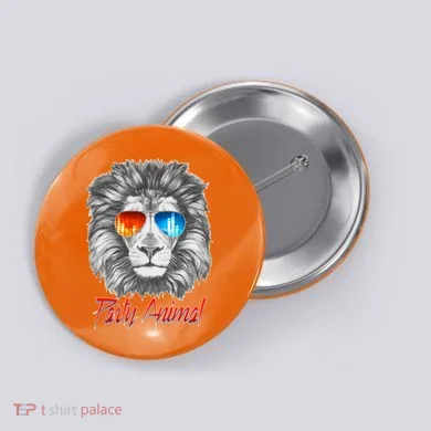 Cool Party Animal Lion Button