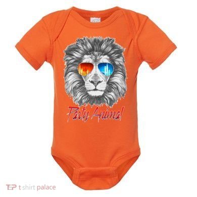 Cool Party Animal Lion Baby Bodysuit