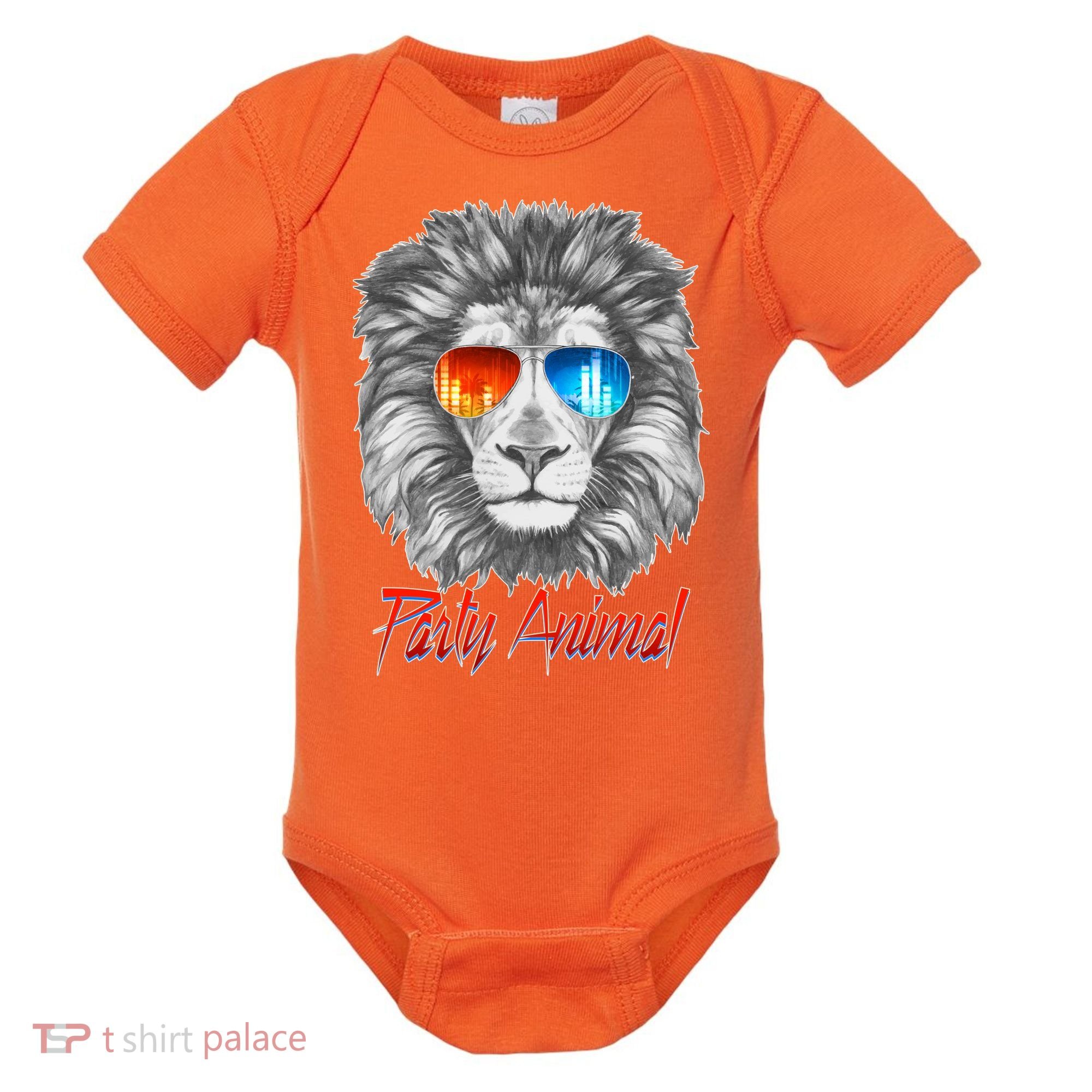 Cool Party Animal Lion Baby Bodysuit