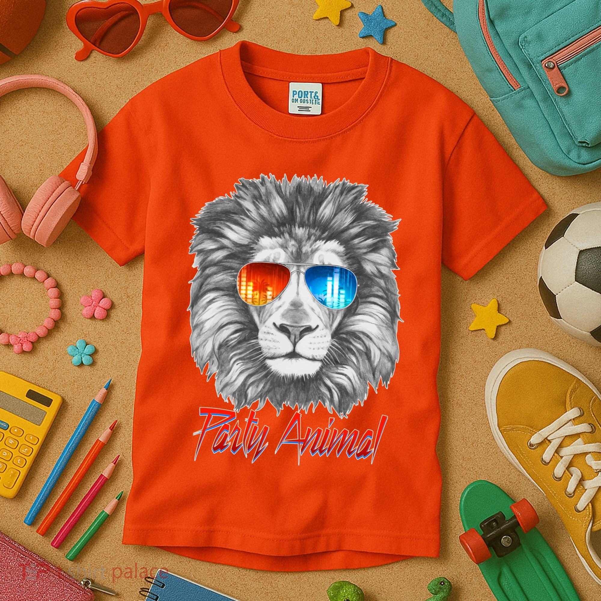Cool Party Animal Lion Kids T-Shirt