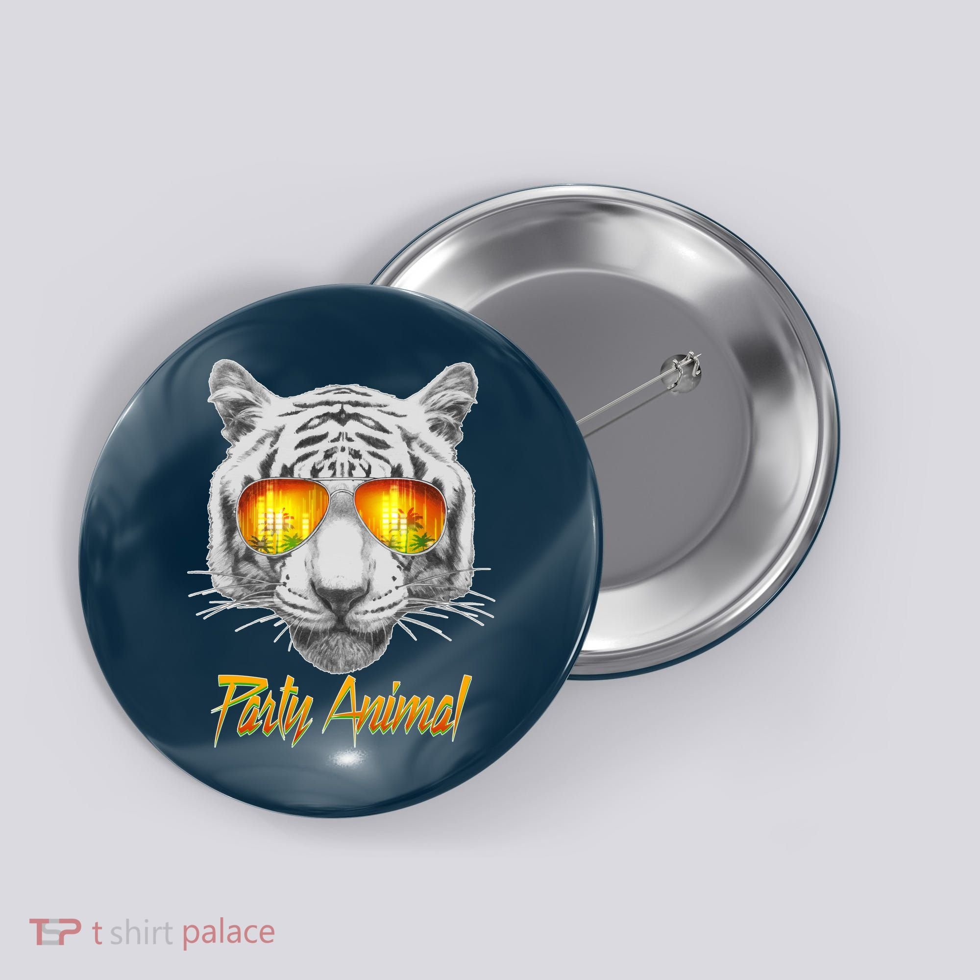 Cool Party Animal Tiger Button