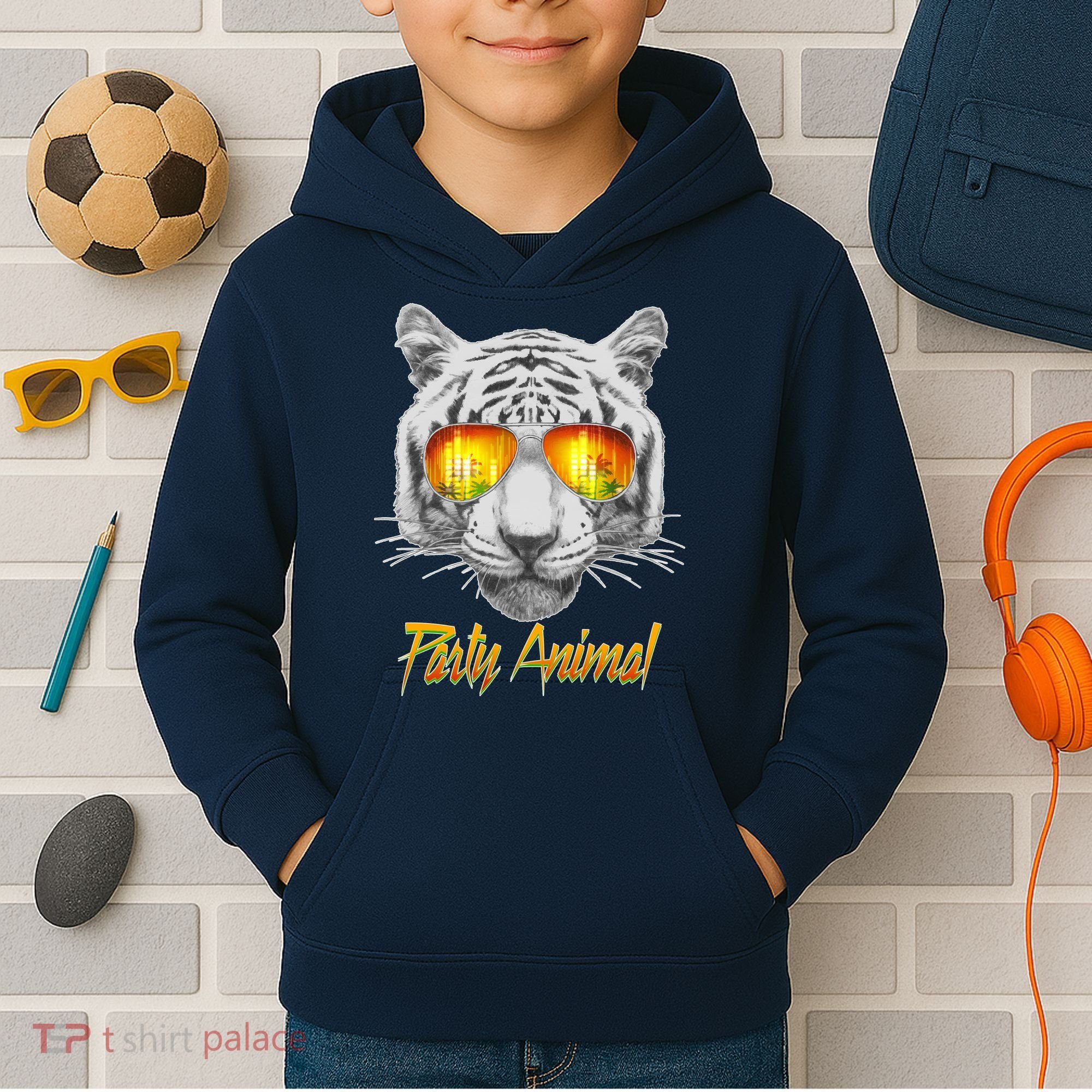 Cool Party Animal Tiger Kids Hoodie