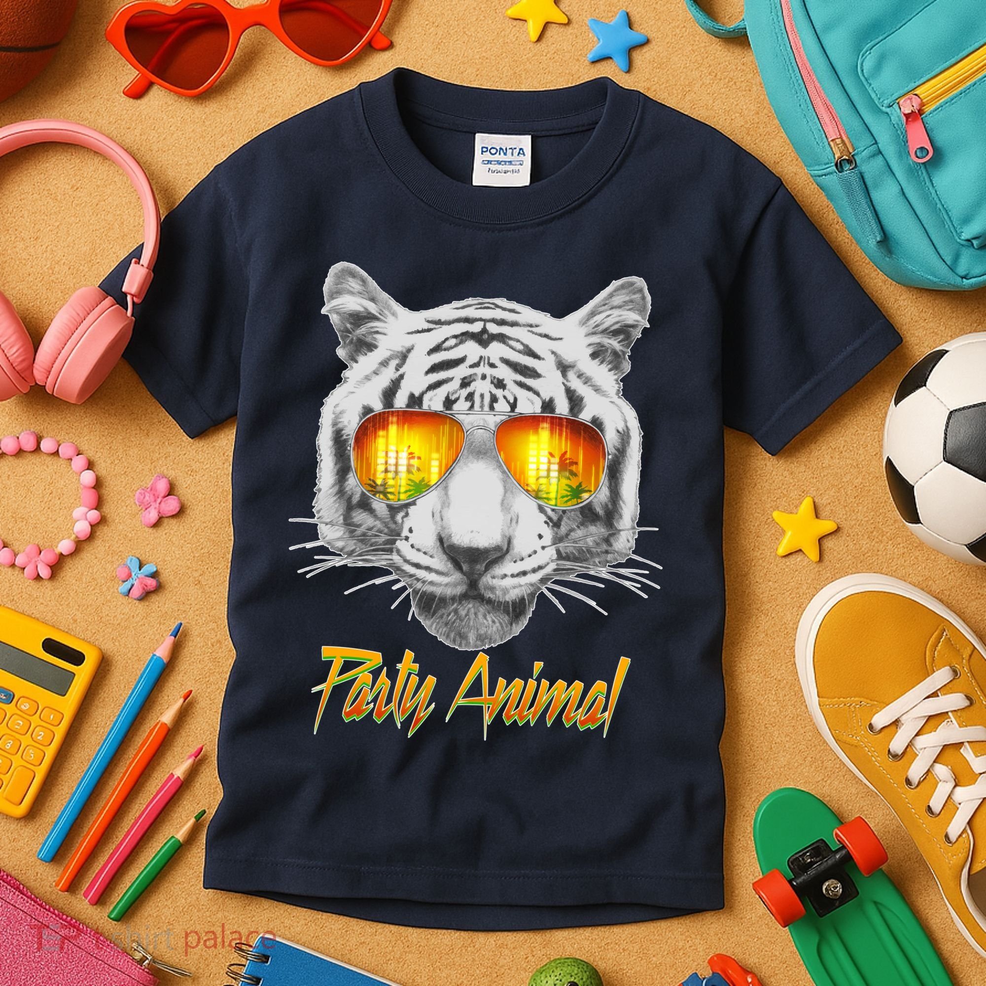 Cool Party Animal Tiger Kids T-Shirt