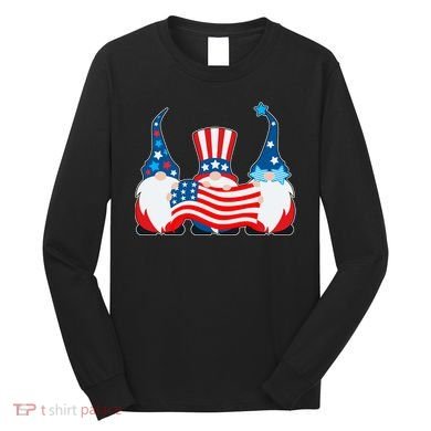 Cool Patriotic USA American Gnomes Long Sleeve Shirt