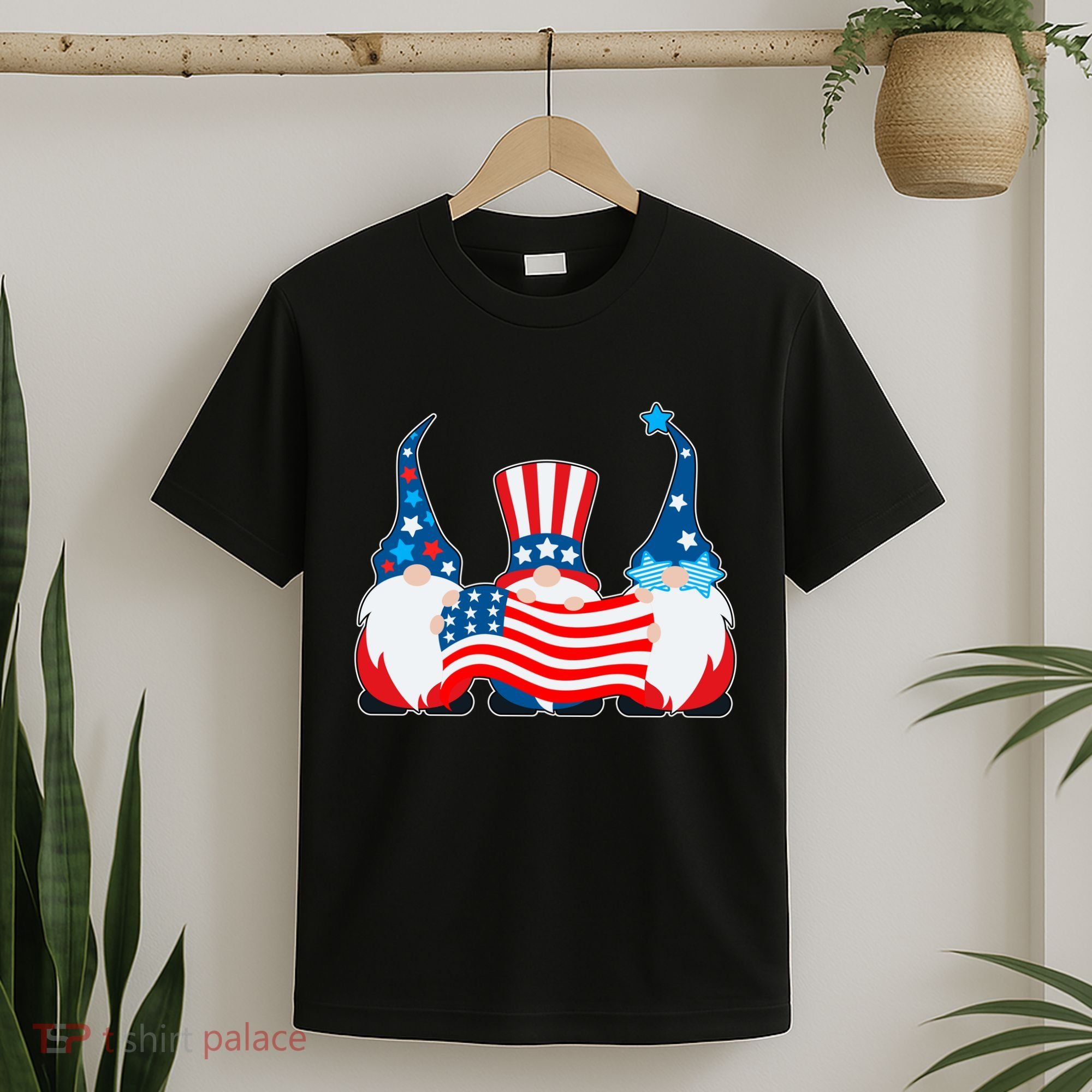 Cool Patriotic USA American Gnomes T-Shirt