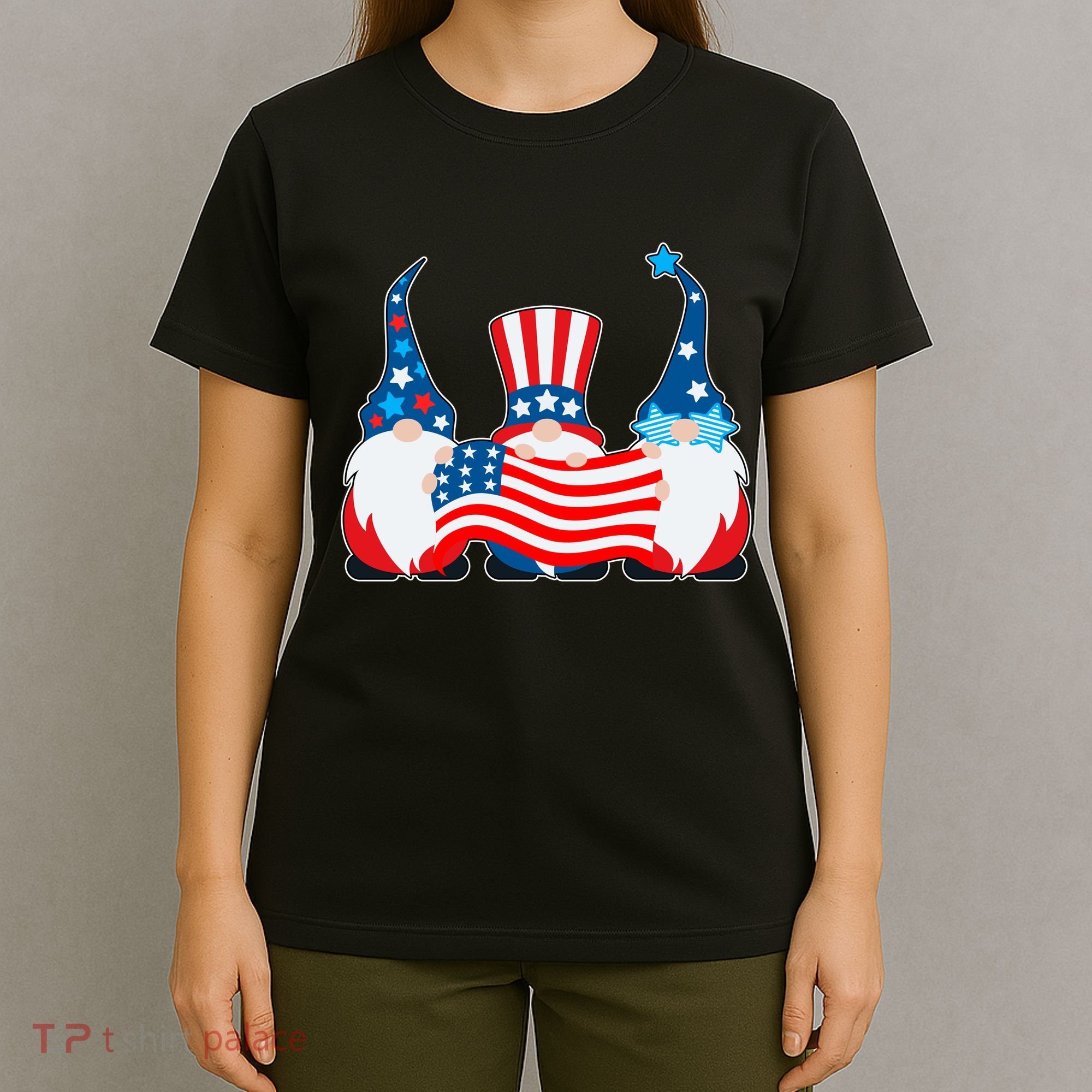 Cool Patriotic USA American Gnomes T-Shirt