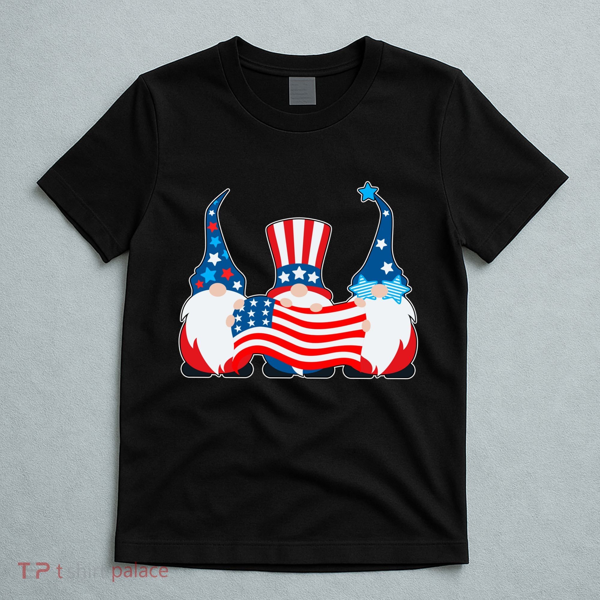Cool Patriotic USA American Gnomes T-Shirt