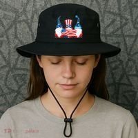 Cool Patriotic USA American Gnomes Bucket Hat thumb 3