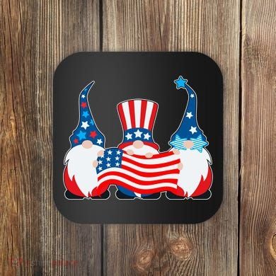 Cool Patriotic USA American Gnomes Coaster