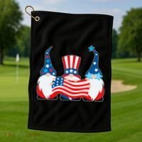 Cool Patriotic USA American Gnomes Golf Towel thumb 1