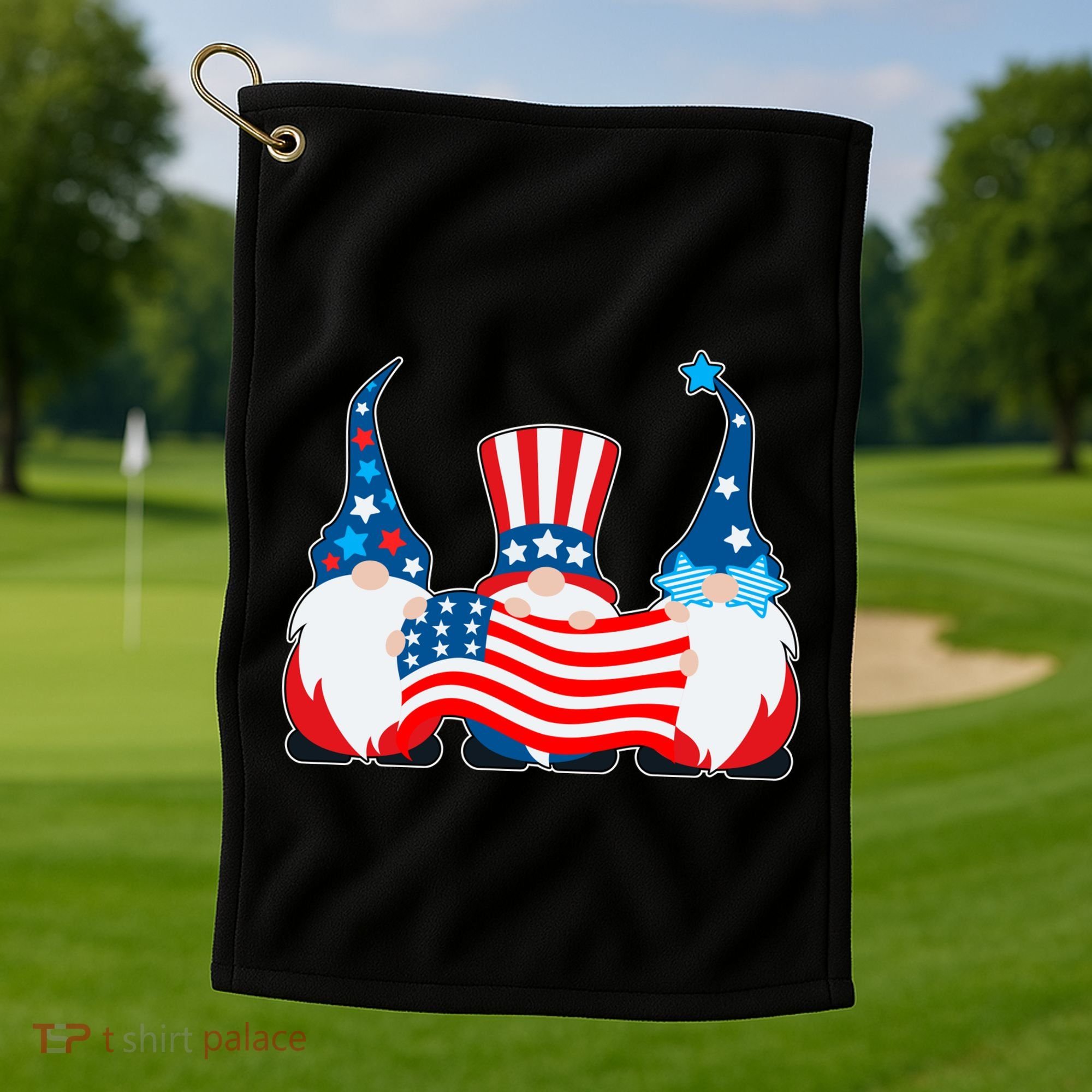 Cool Patriotic USA American Gnomes Golf Towel