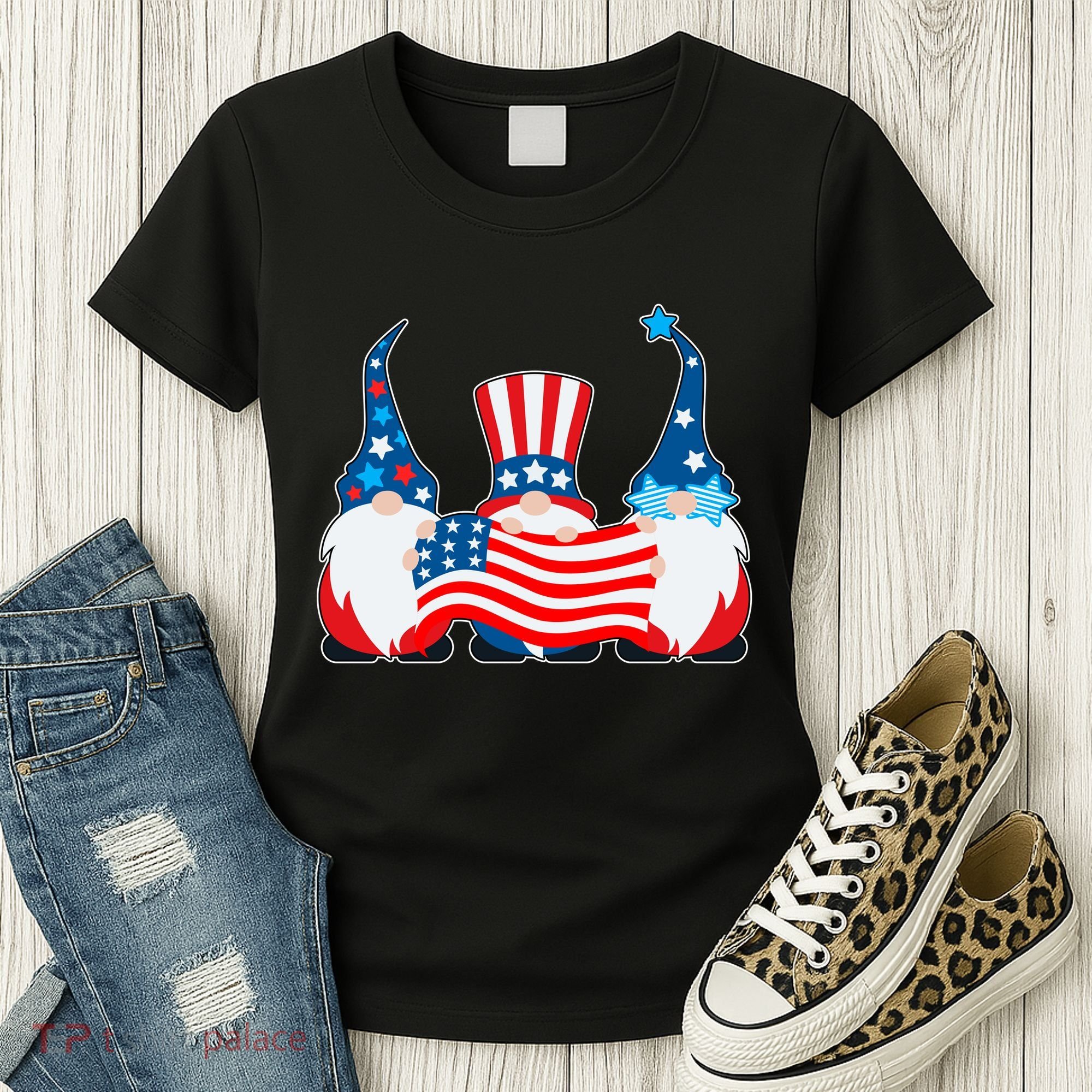 Cool Patriotic USA American Gnomes Women's T-Shirt