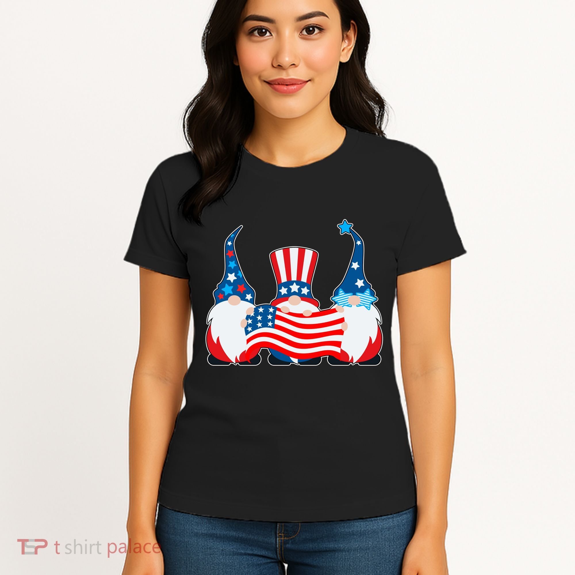 Cool Patriotic USA American Gnomes Women's T-Shirt