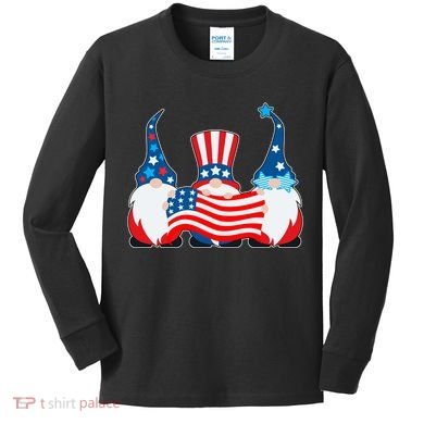 Cool Patriotic USA American Gnomes Kids Long Sleeve Shirt