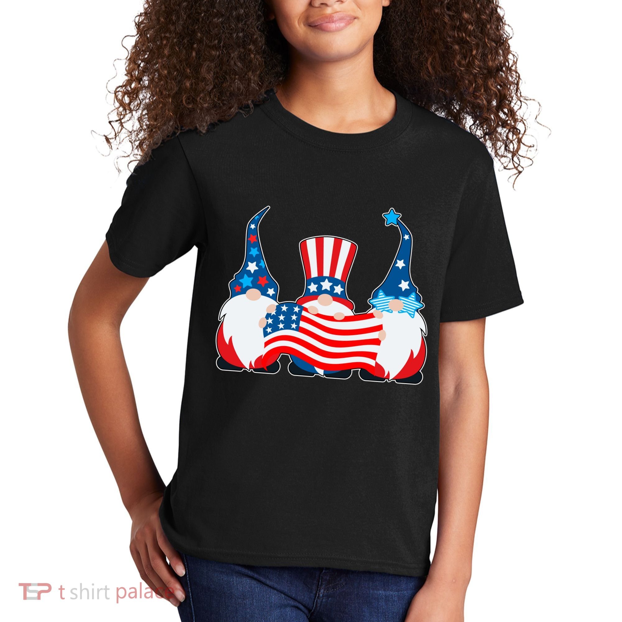 Cool Patriotic USA American Gnomes Kids T-Shirt