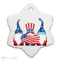 Cool Patriotic USA American Gnomes Ceramic Ornament thumb 0