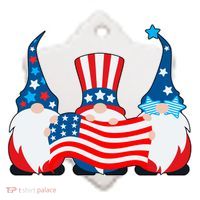 Cool Patriotic USA American Gnomes Ceramic Ornament thumb 2