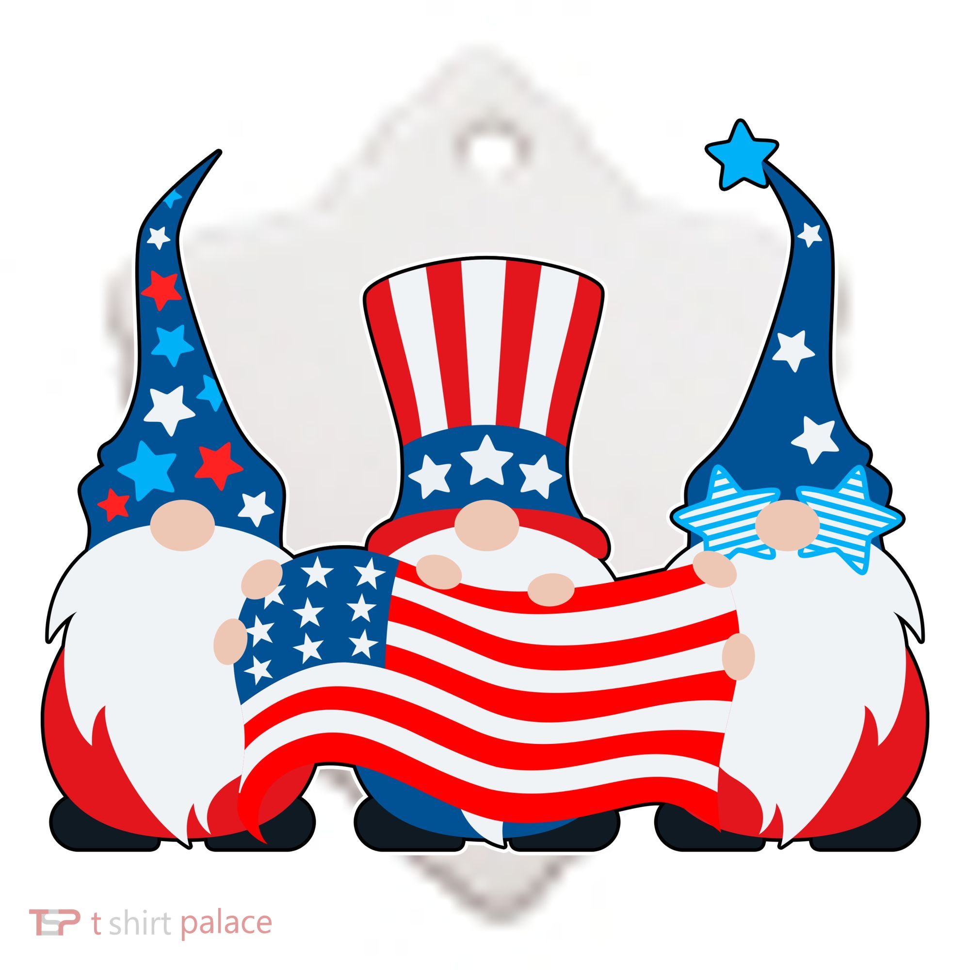 Cool Patriotic USA American Gnomes Ceramic Ornament