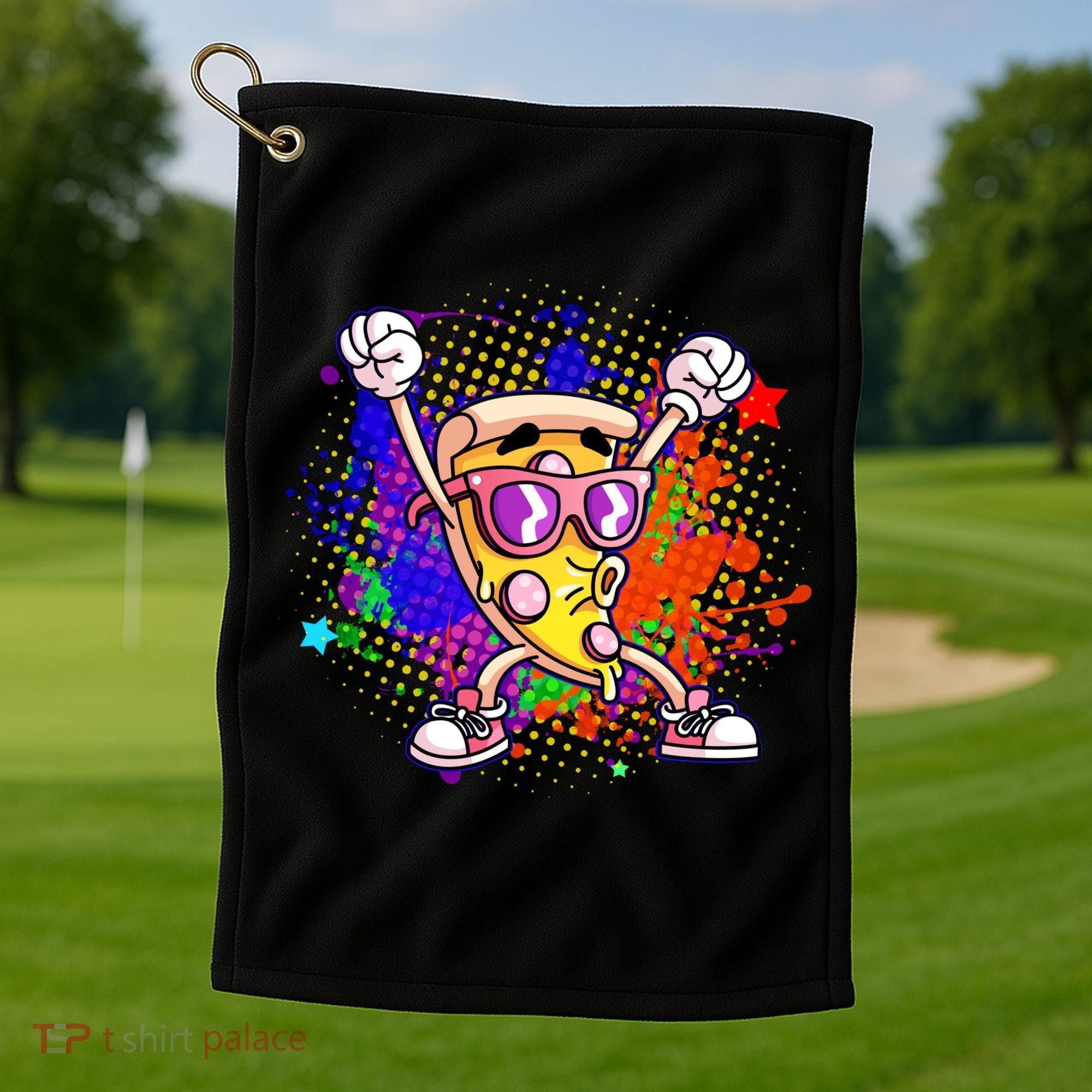 Cool Pizza Splatter Golf Towel
