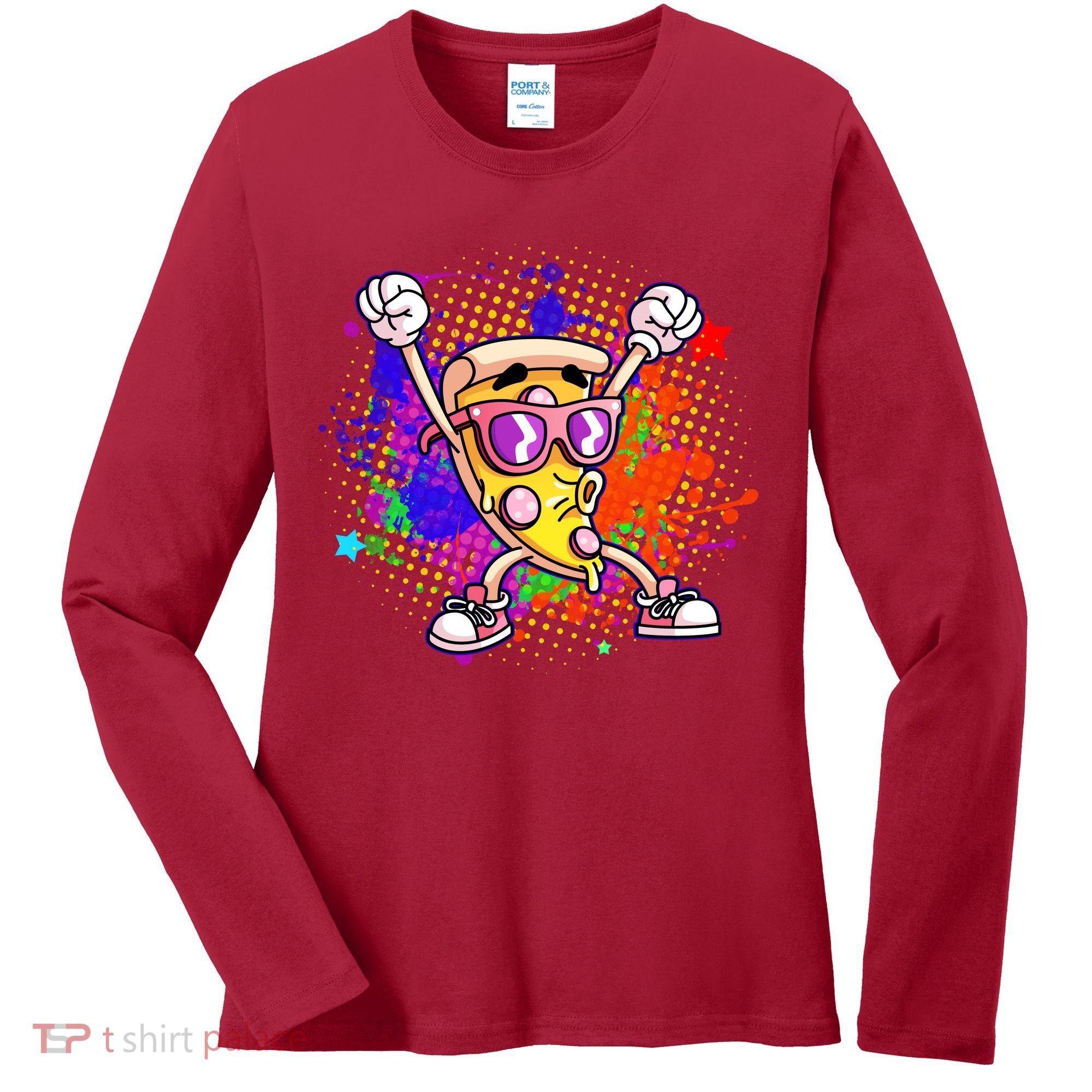 Cool Pizza Splatter Women's Long Sleeve Shirt
