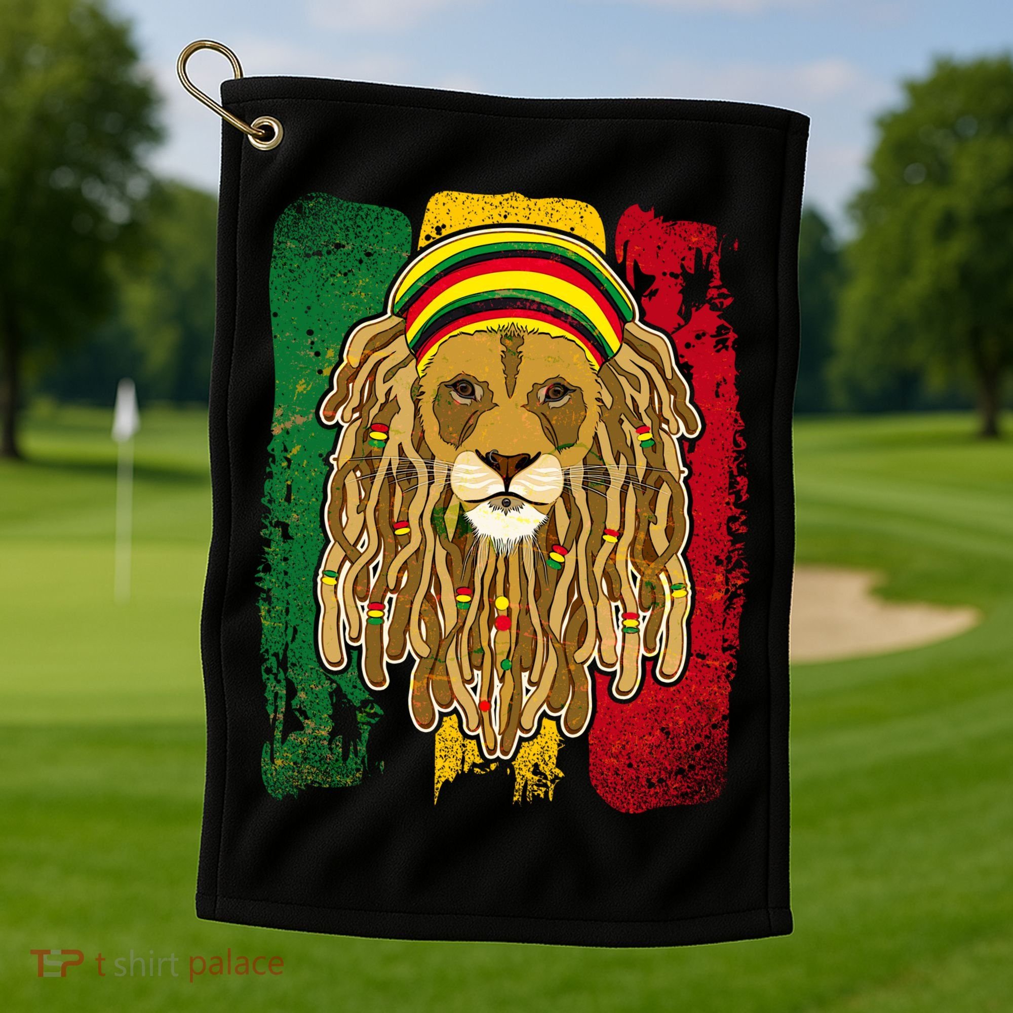Cool Rasta Lion Golf Towel