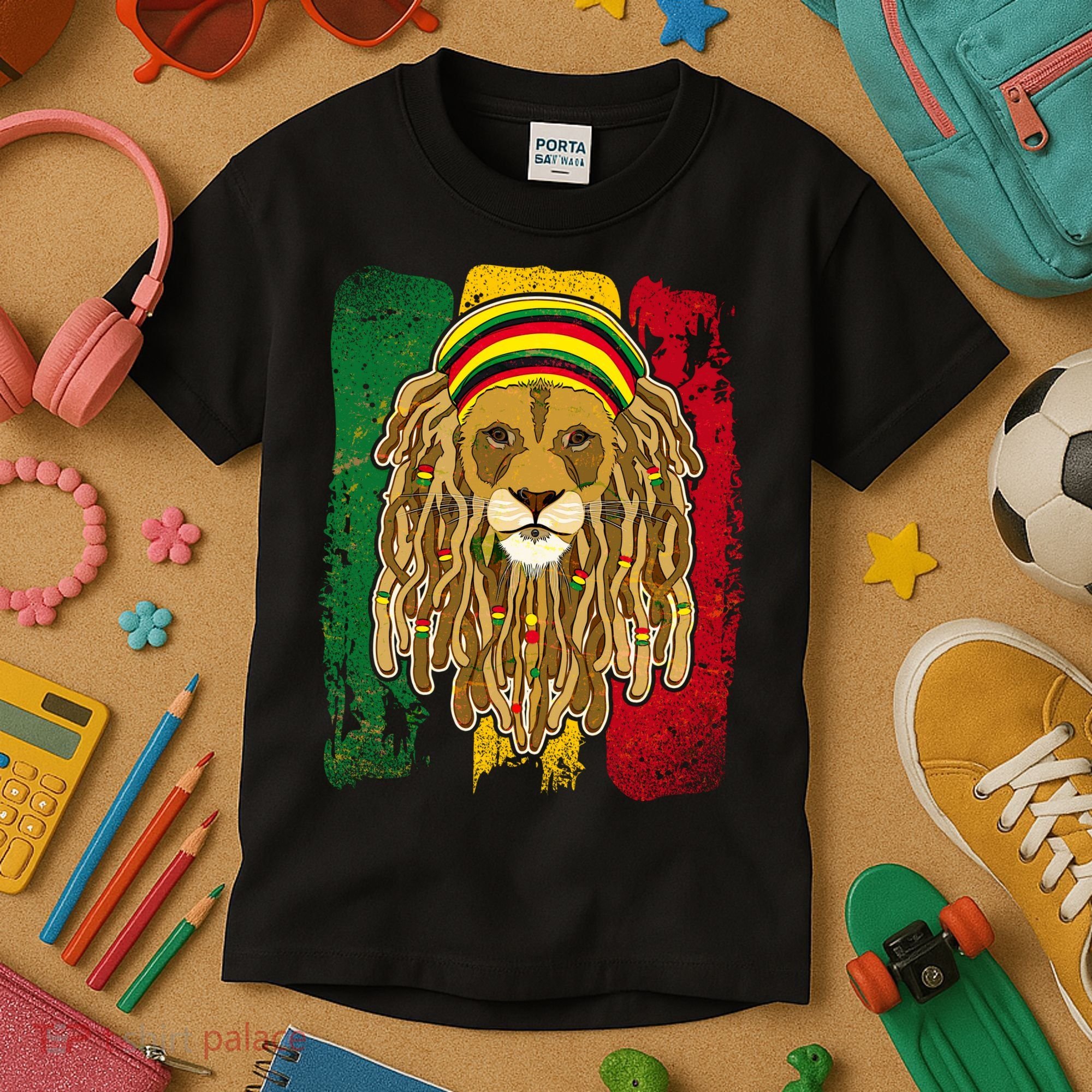 Cool Rasta Lion Kids T-Shirt
