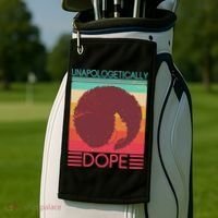 Cool Retro Afro Unapologetically Dope Golf Towel thumb 2