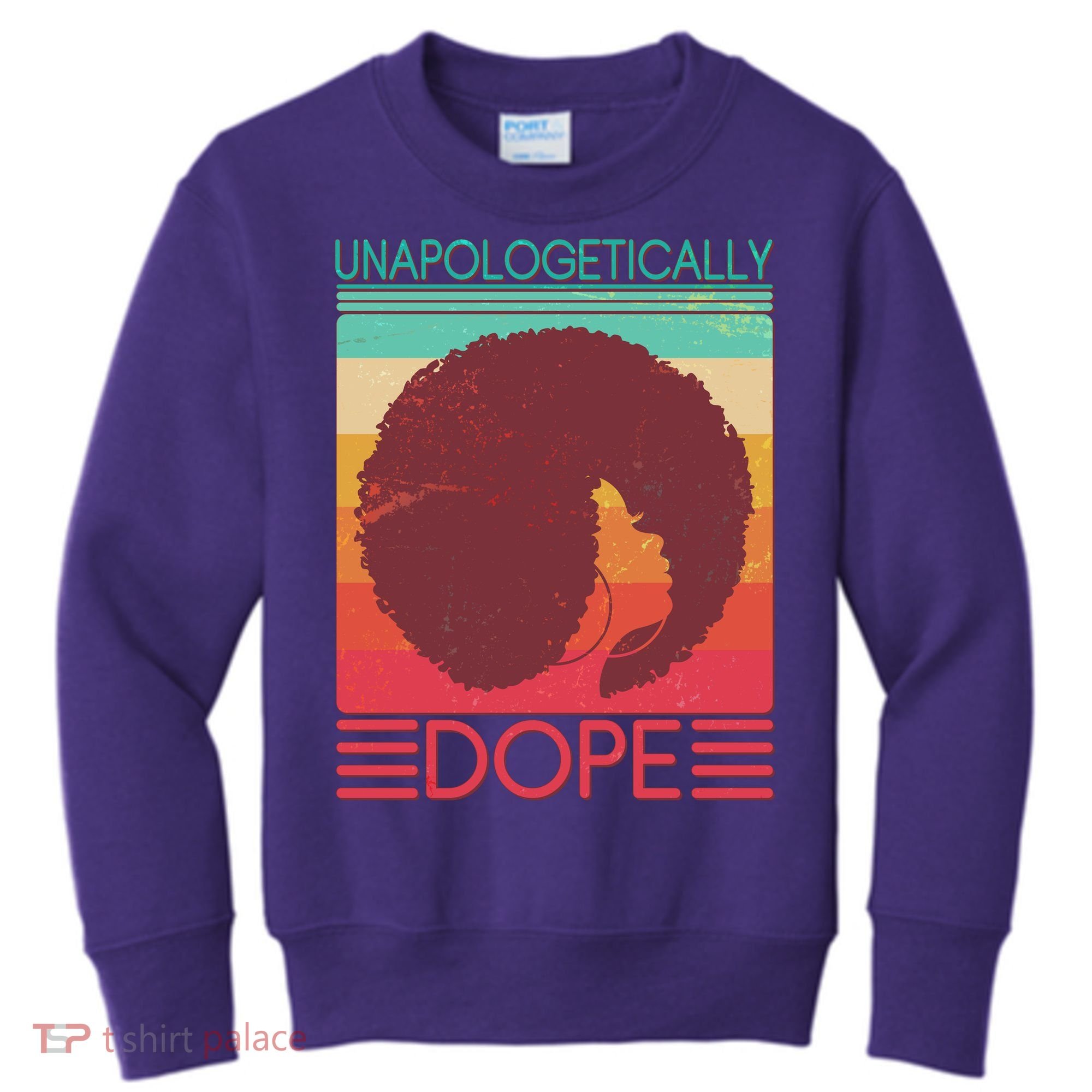 Cool Retro Afro Unapologetically Dope Kids Sweatshirt