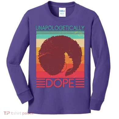 Cool Retro Afro Unapologetically Dope Kids Long Sleeve Shirt