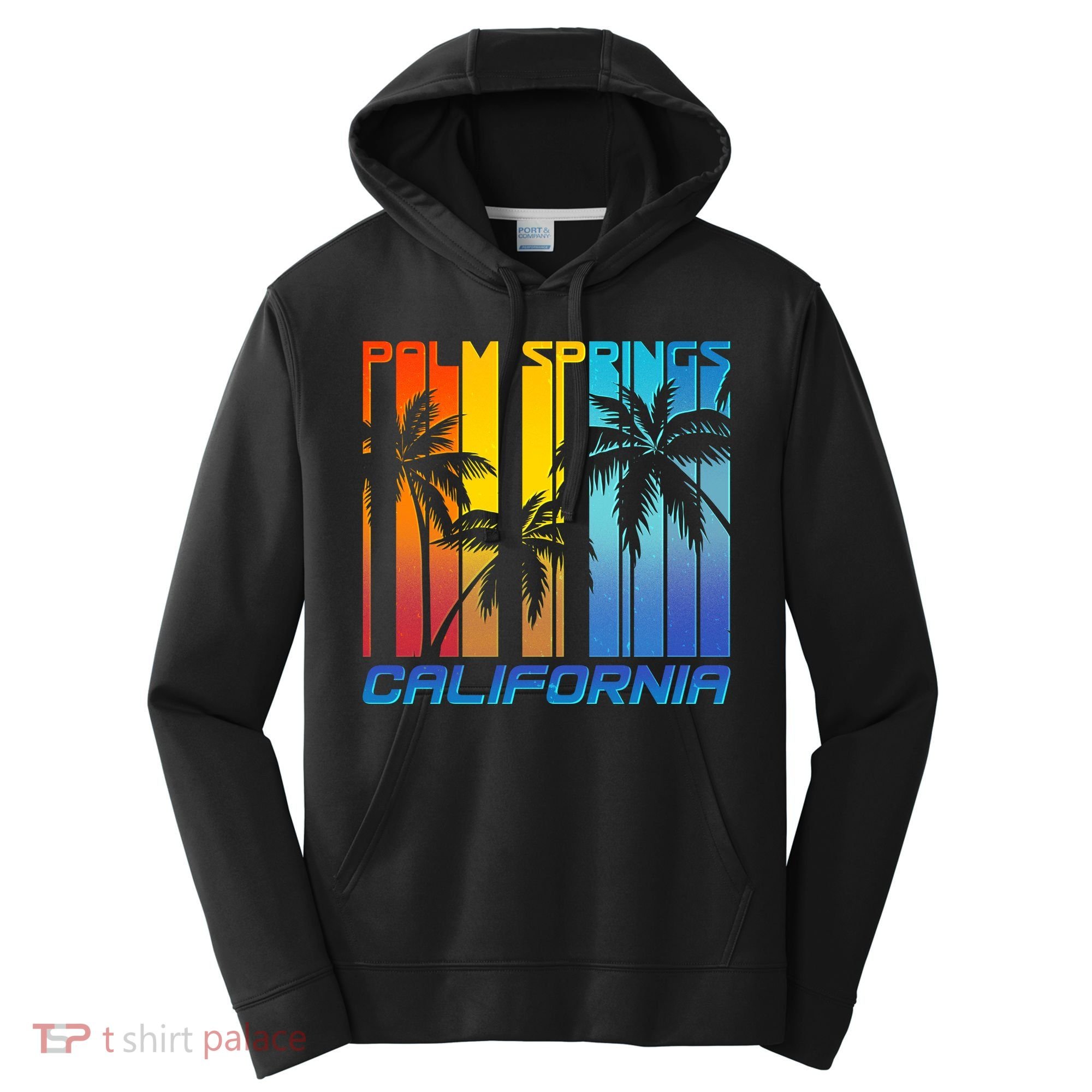 Cool Retro Palm Springs California  Performance Fleece Hoodie