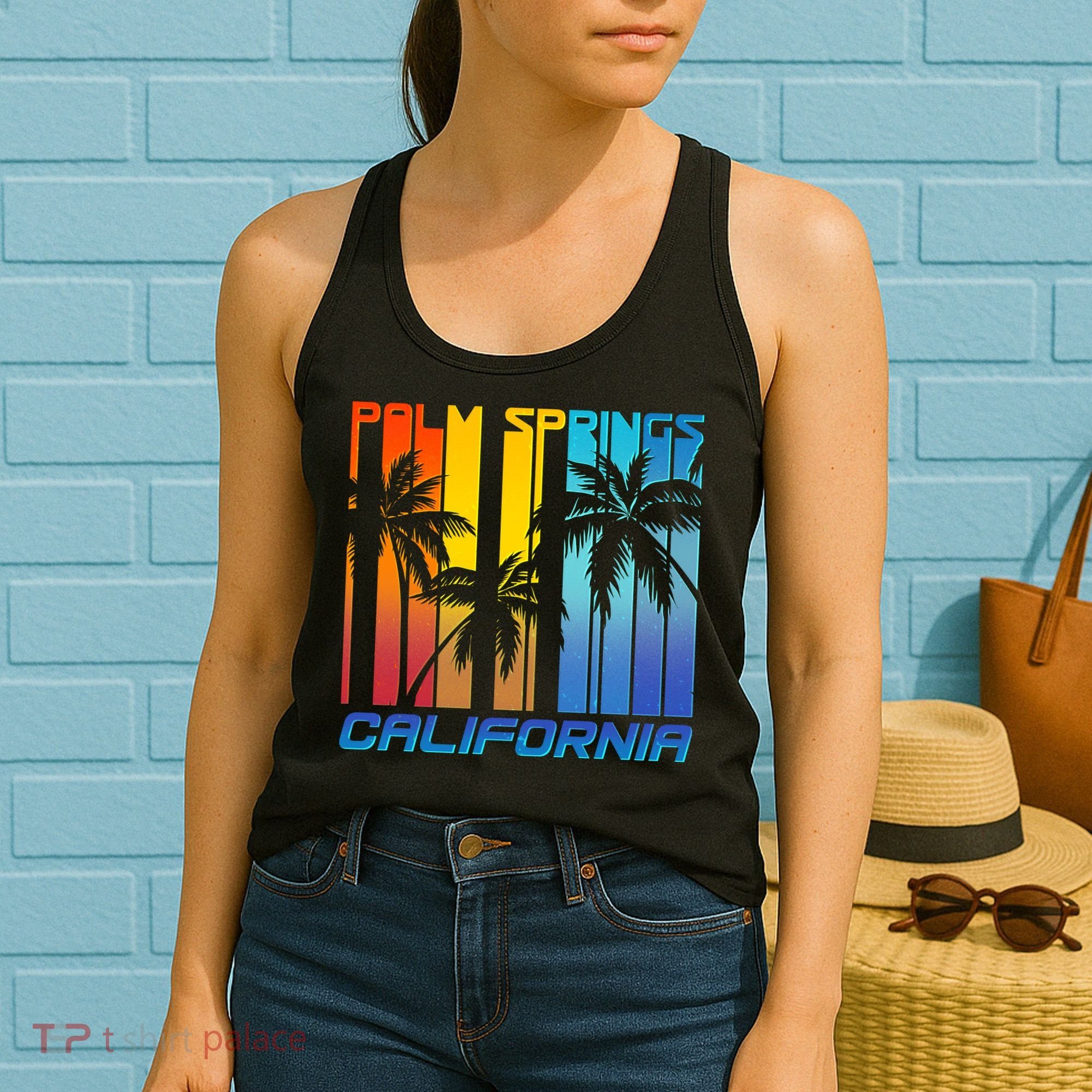 Cool Retro Palm Springs California  Women's Tank Top