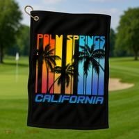 Cool Retro Palm Springs California  Golf Towel thumb 1