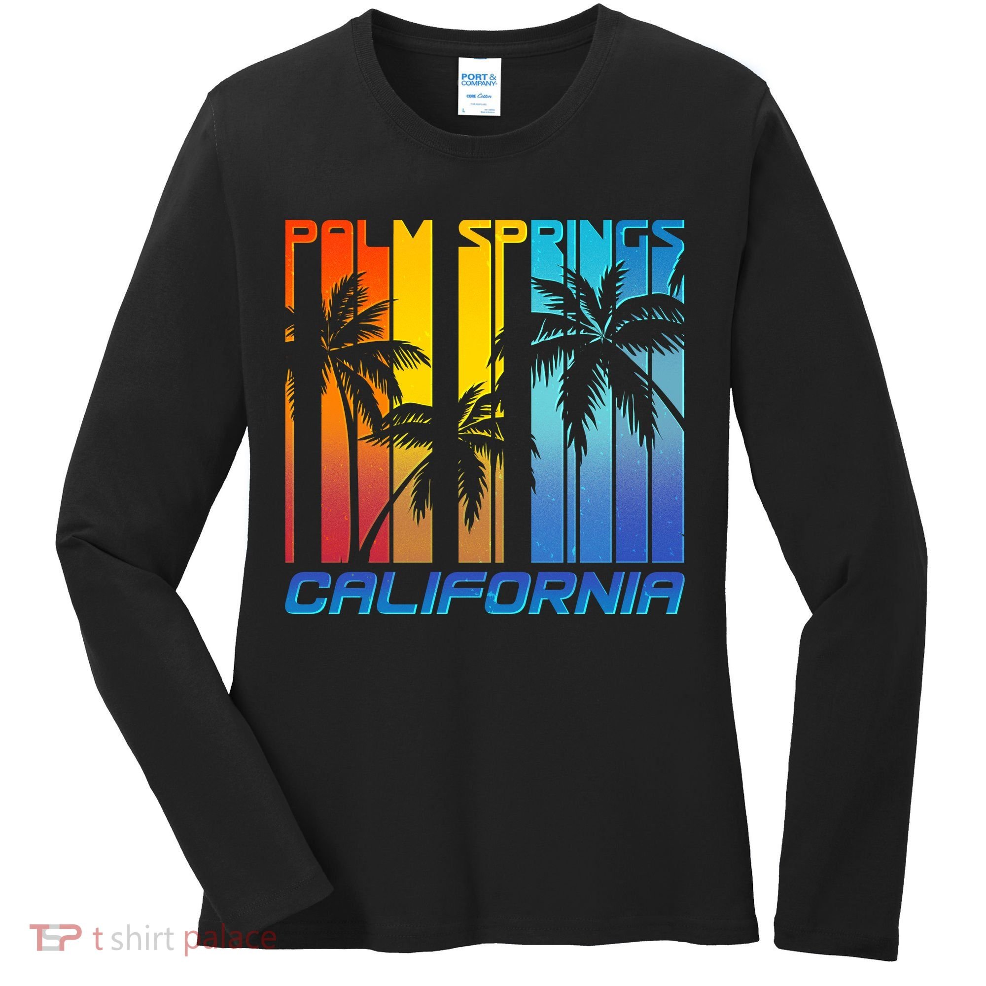 Cool Retro Palm Springs California  Women's Long Sleeve Shirt