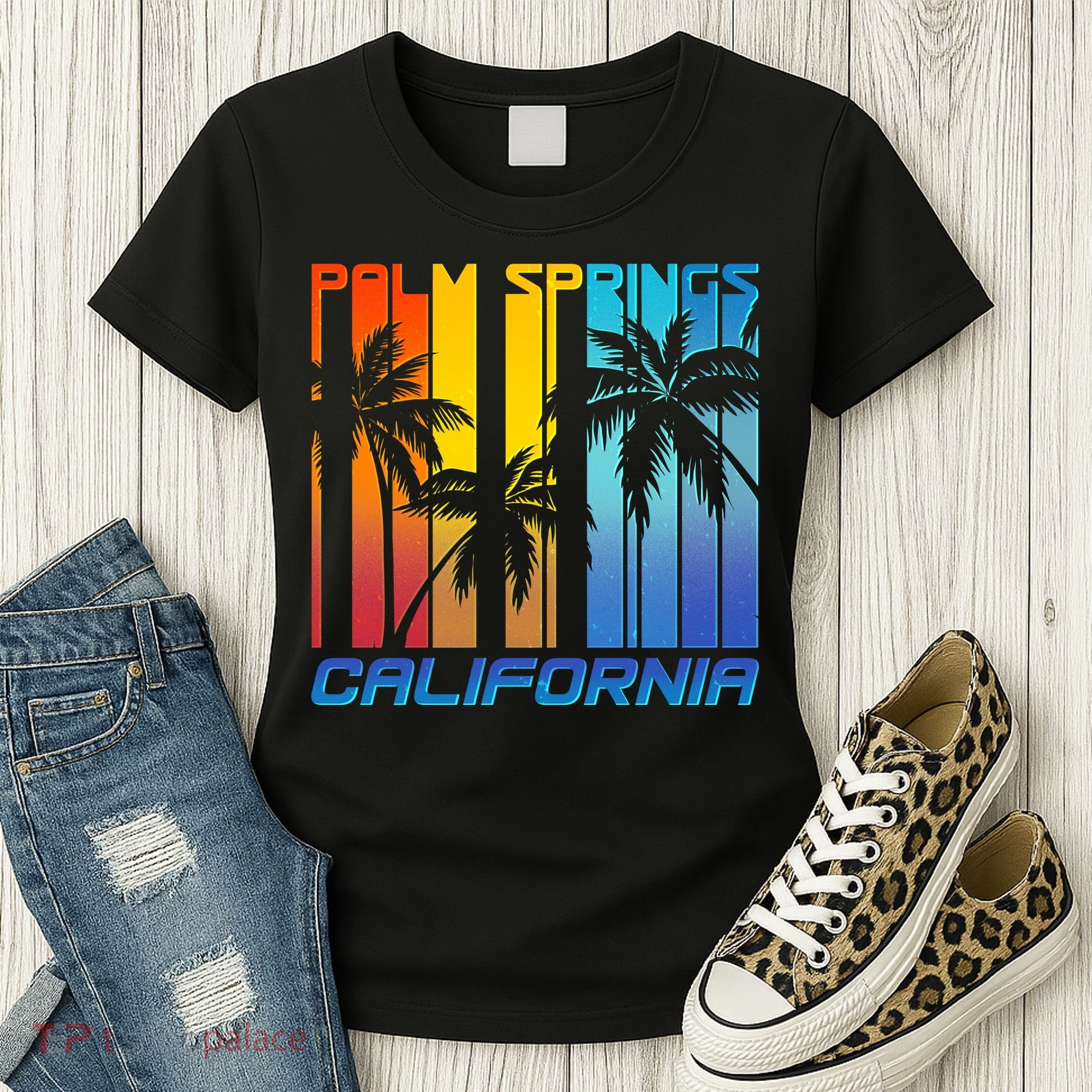 Cool Retro Palm Springs California  Women's T-Shirt
